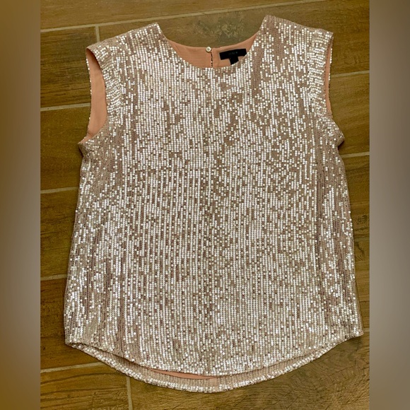 J. Crew Tops - J Crew - Women’s Size 8 Sequin Cap Sleeve Pink Blush Blouse